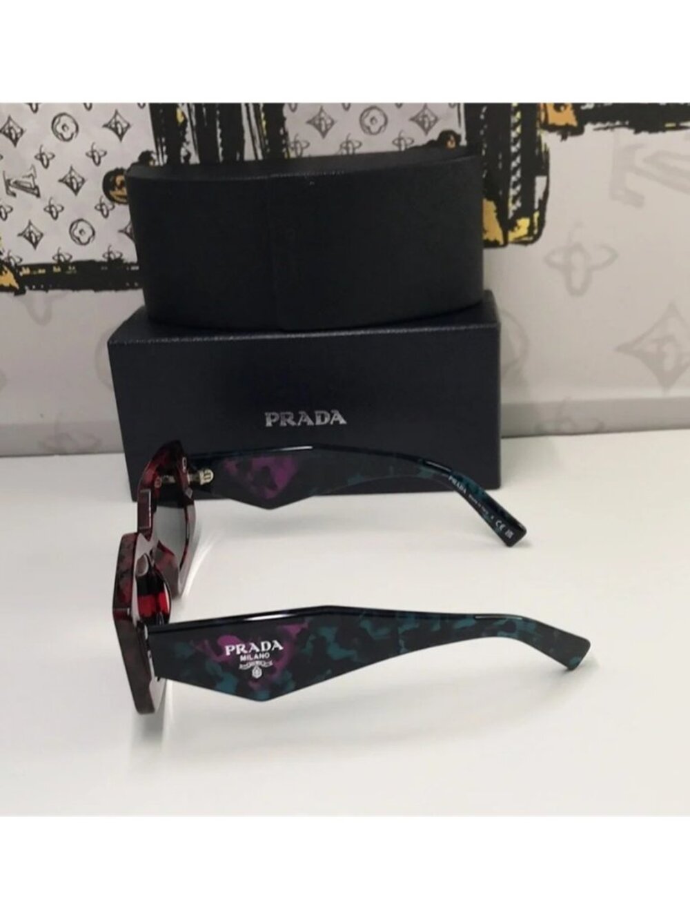 New Authentic Prada Red Tortoise Shell Sunglasses - Picture 13 of 16
